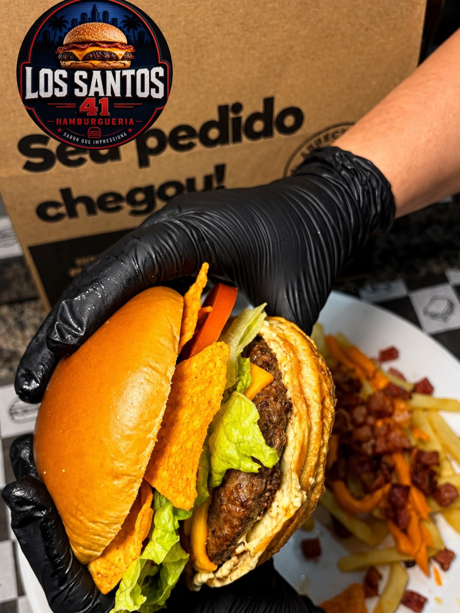 Hambúrguer artesanal da Los Santos 41